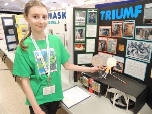 Sarah Bell with her history project on TRIUMF.