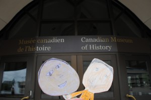 The Flat Mark Twins in front of the Canadian Museum of History, a beautiful museum in Gatineau, Quebec, located across the Ottawa River behind the Parliament Buildings. It is one of Susie's favourite museums in the country.
